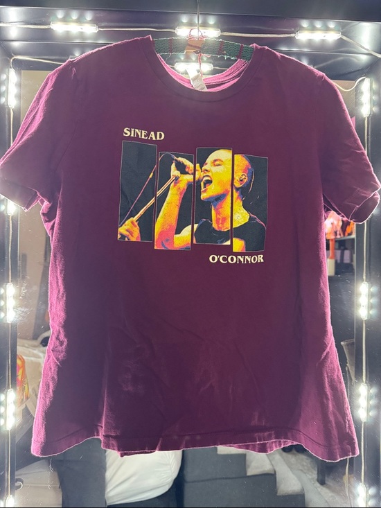 Bella Canvas Tops - Maroon Sinead O'Connor / black flag bars Graphic Tee, large quality punk t-shirt